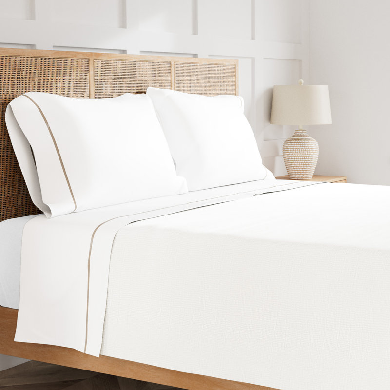 Silk Trim Pillow Case, Standard Pillowcase Pack, White Silver