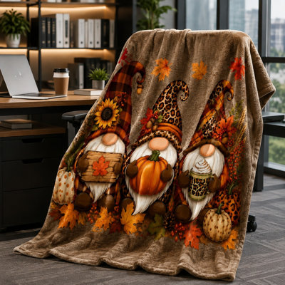 Couverture polaire douce et moelleuse avec motif nain d'automne, adorable jeté décoratif pour canapé, lit, chambre à coucher, salon et décoration intérieure