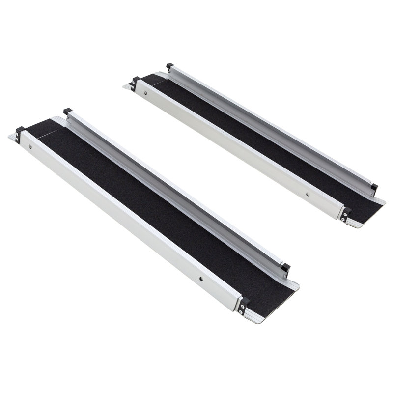 Rampes télescopiques argentées pour fauteuil roulant, H 1,875 po x l 7,5 po x P 60 po