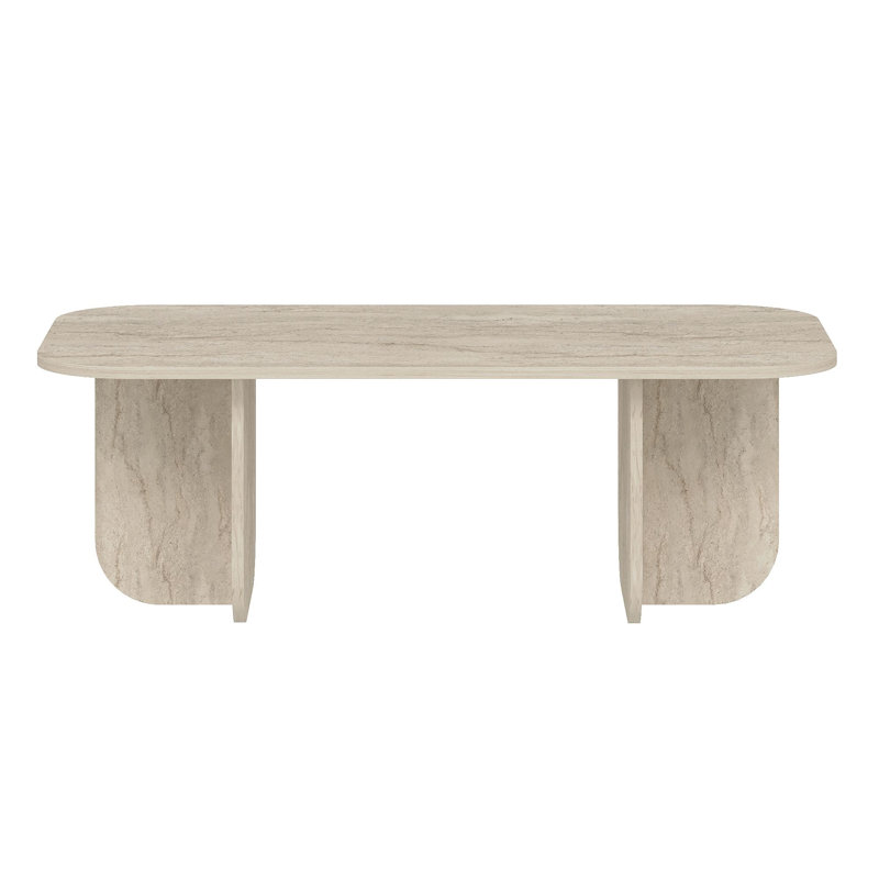 Modern Coffee Table, Travertine Color, 47.2 x 16.3 x 23.4 inches | 100% Melamine Coated Particle Board, Thickness: 0.7 inches | Stylish Solid Beige Design, Perfect for Living Room & Contemporary Spaces