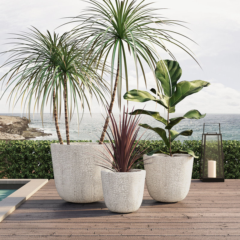 Ensemble de 3 pots à fleurs légers, Beige