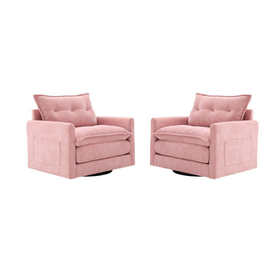 36" Chenille Upholstered Single Swivel Chair*2