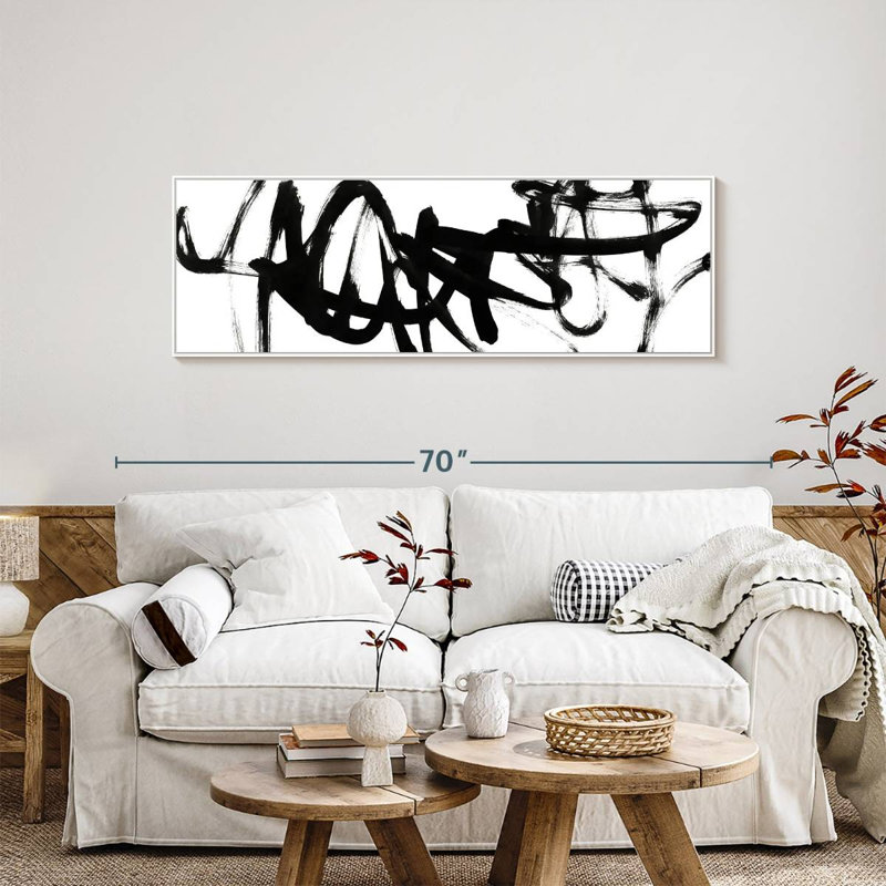 Blanc à noir Higley V, 57" X 19", Floating Frame White