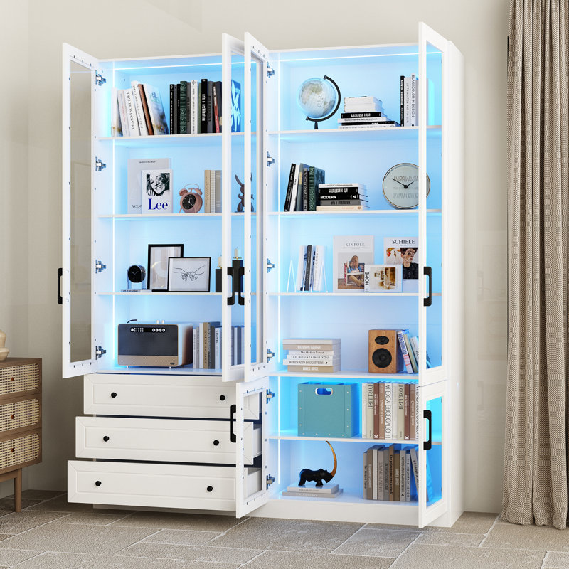 Vitrine de 63 po de large avec éclairage DEL 7 couleurs et télécommande