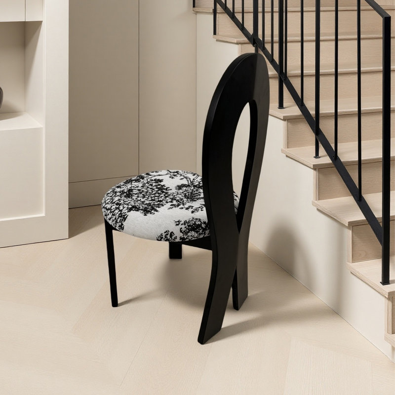 Chaise de salle à manger rétro, Noir, Blanc/Noir