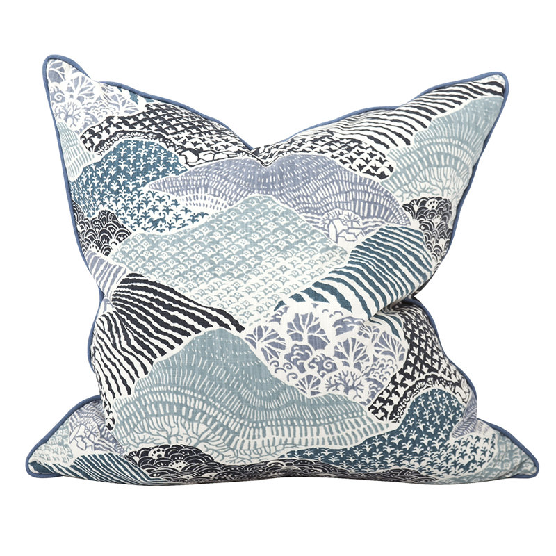 Windsor Park Down Blend Insert 100% Cotton Throw Pillow, Ocean, 20" x 20", Down Blend