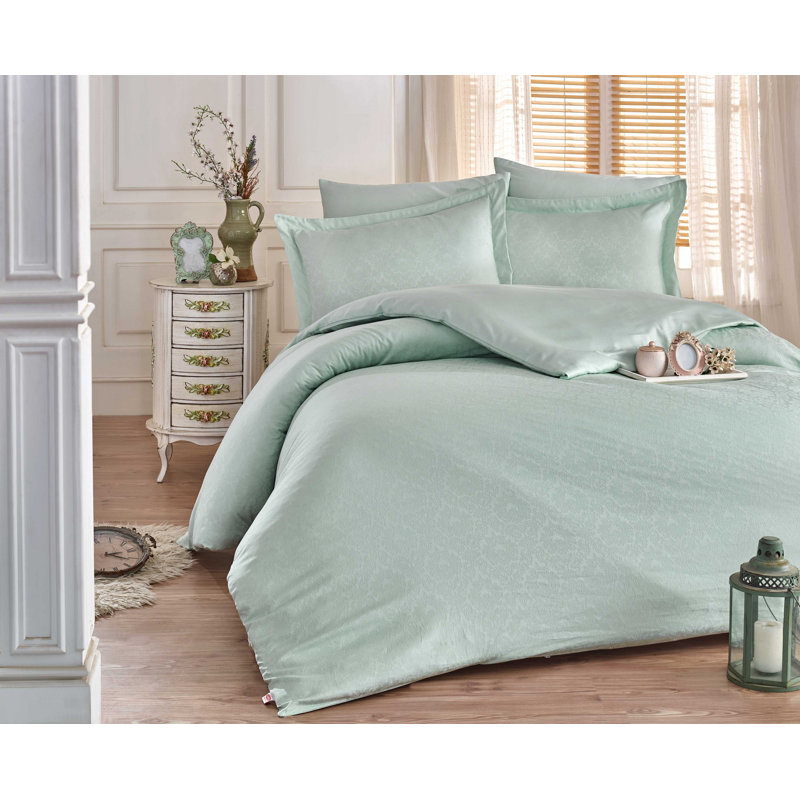 Ensemble de housse de couette 100% coton 4 pièces Enfield, Vert de mer