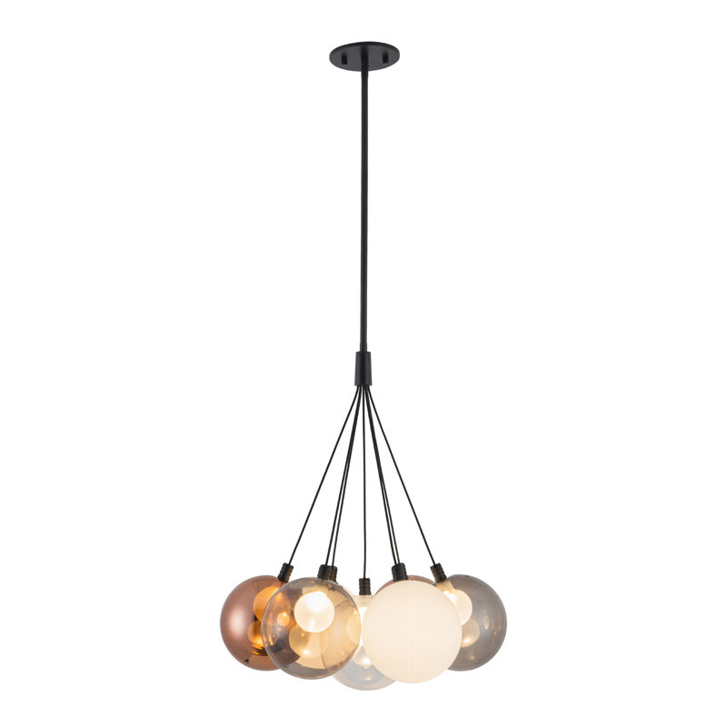 Bolla 17-in Gold dimmable LED Chandelier, Matte Black