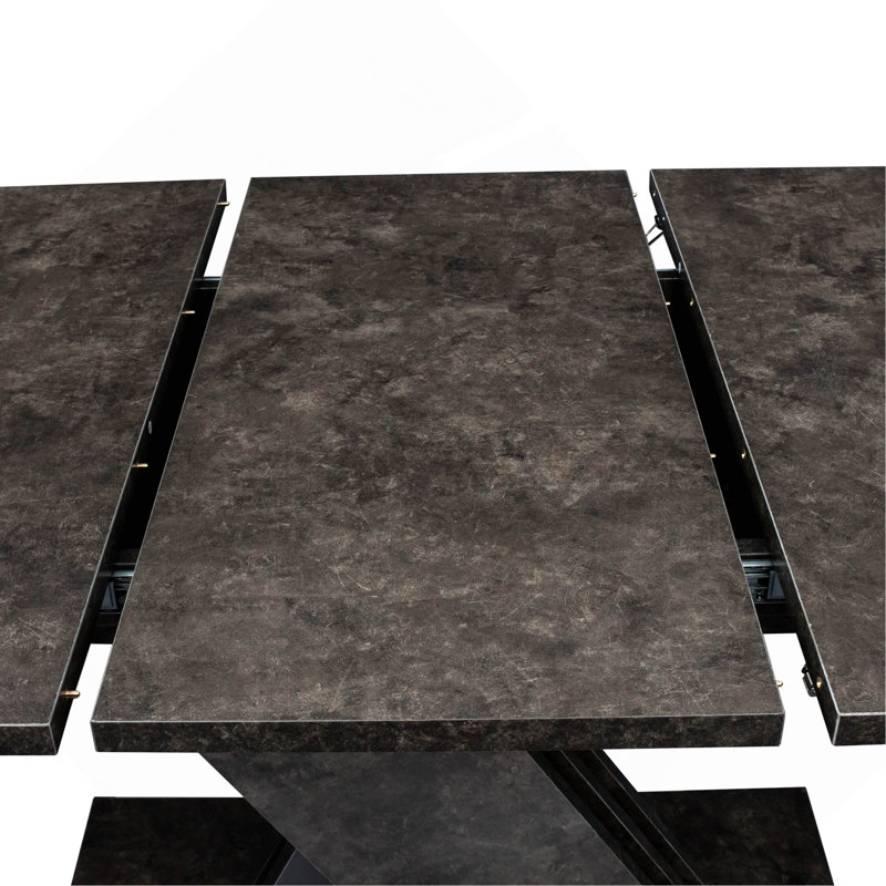 Multifunctional Extendable Dining Table with X-Shaped Base, Black
