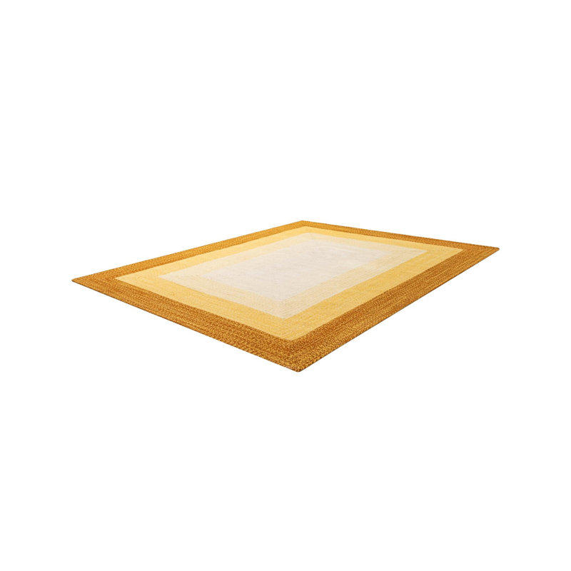 Ombre Hand Braided Wool Rug, Yellow, Rectangle 7'10" x 10'
