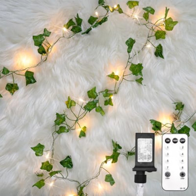Vine With Fairy Lights Plug In, 33Ft 100 LED Ivy String Lights Connectable With Remote, Leaf Light For Bedroom, Room, Wall, Garden, Party, Wedding Dorm Decor (Warm White)