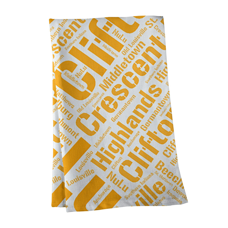 Cotton Tea Towel Kitchen Towel, Black, Louisville