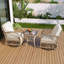  Ensemble de conversation en rotin 3 pièces avec 2 chaises berçantes pivotantes et une table carrée pour le patio-89881488