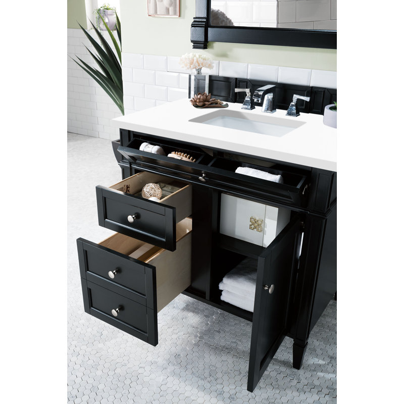 Brittany 36'' W Single Vanity, Black Onyx, White Zeus, 8" Widespread