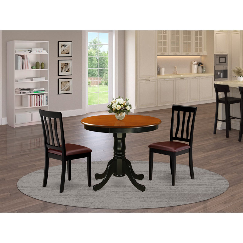 Maffra Rubberwood Solid Wood Dining Set, Black