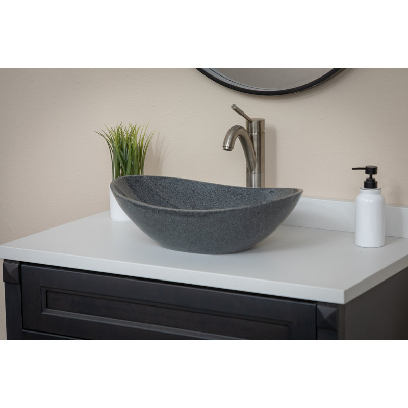 Eden Bath 13'' Gray Stone Oval Bathroom Sink