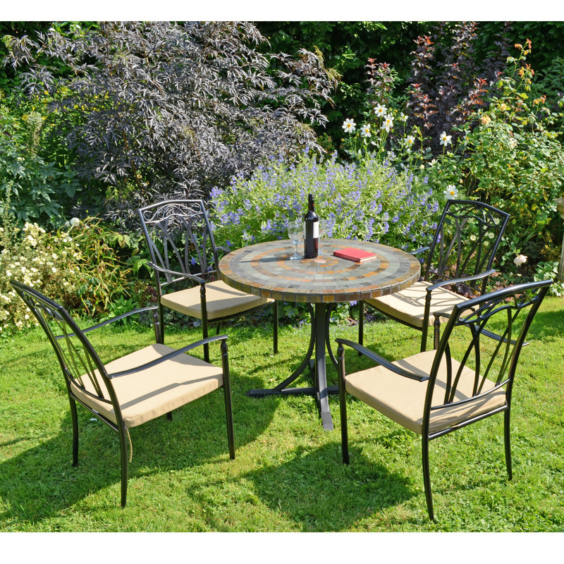 Monterey Mosaic Dining Table with 4 ASCOT Chairs Garden Set