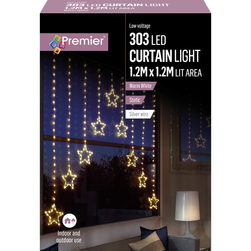 1.2x1.2m Star Curtain Light, Warm White