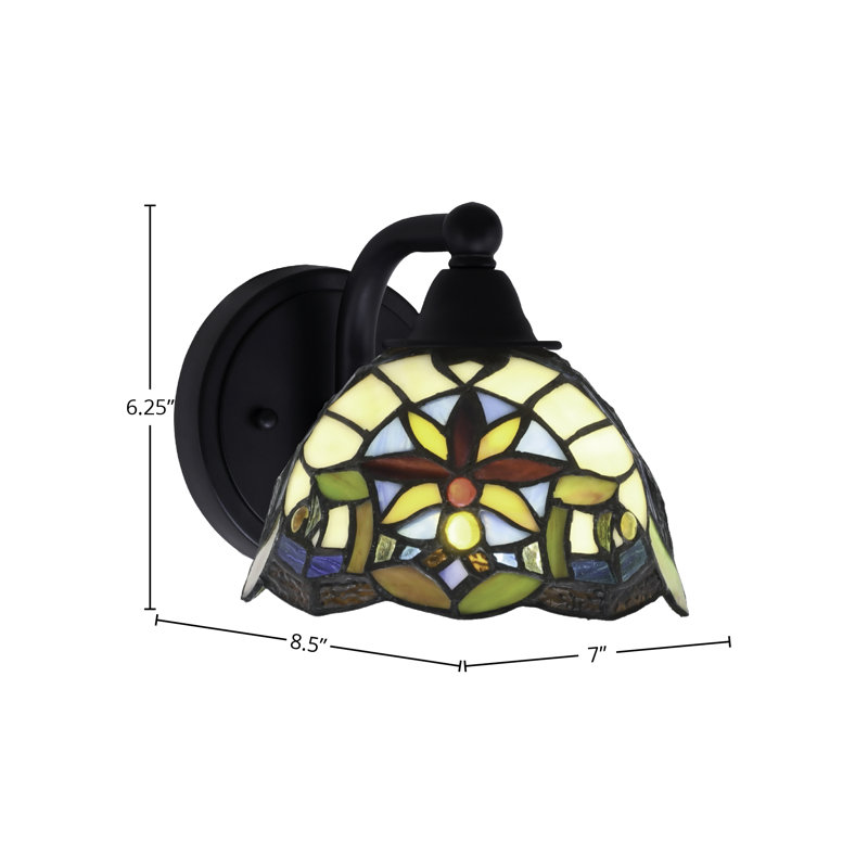Paramount Wall Sconce Shown In Matte Black Finish With 7" Earth Star Art Glass