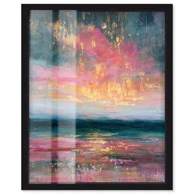Décoration murale rose dorée scintillante «I Shadowbox Print» par Art Remedy, cadre noir, 36 x 45