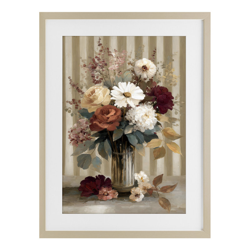 Arrangement rétro avec rayures, reproduction encadrée sous verre, design par Petal Prints Design, 20 x 14