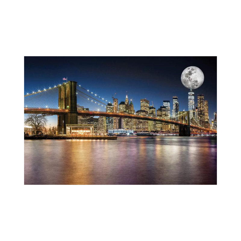 Brooklyn Bridge Manhattan Skyline by Susanne Kremer - Gallery-Wrapped Canvas Giclée on Canvas, 20.32 cm H x 30.48 cm W