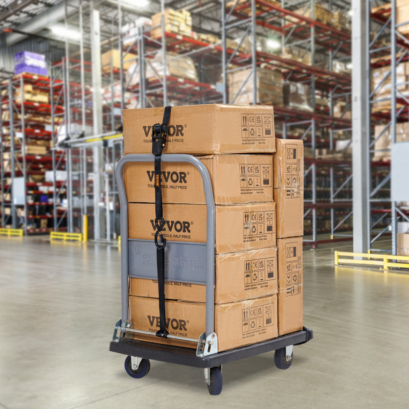 Sangles d'attache à cliquet (paquet de 4), résistance à la rupture maximale de 2 200 lb, comprend 4 attaches à cliquet de qualité supérieure de 1 po x 15 pi