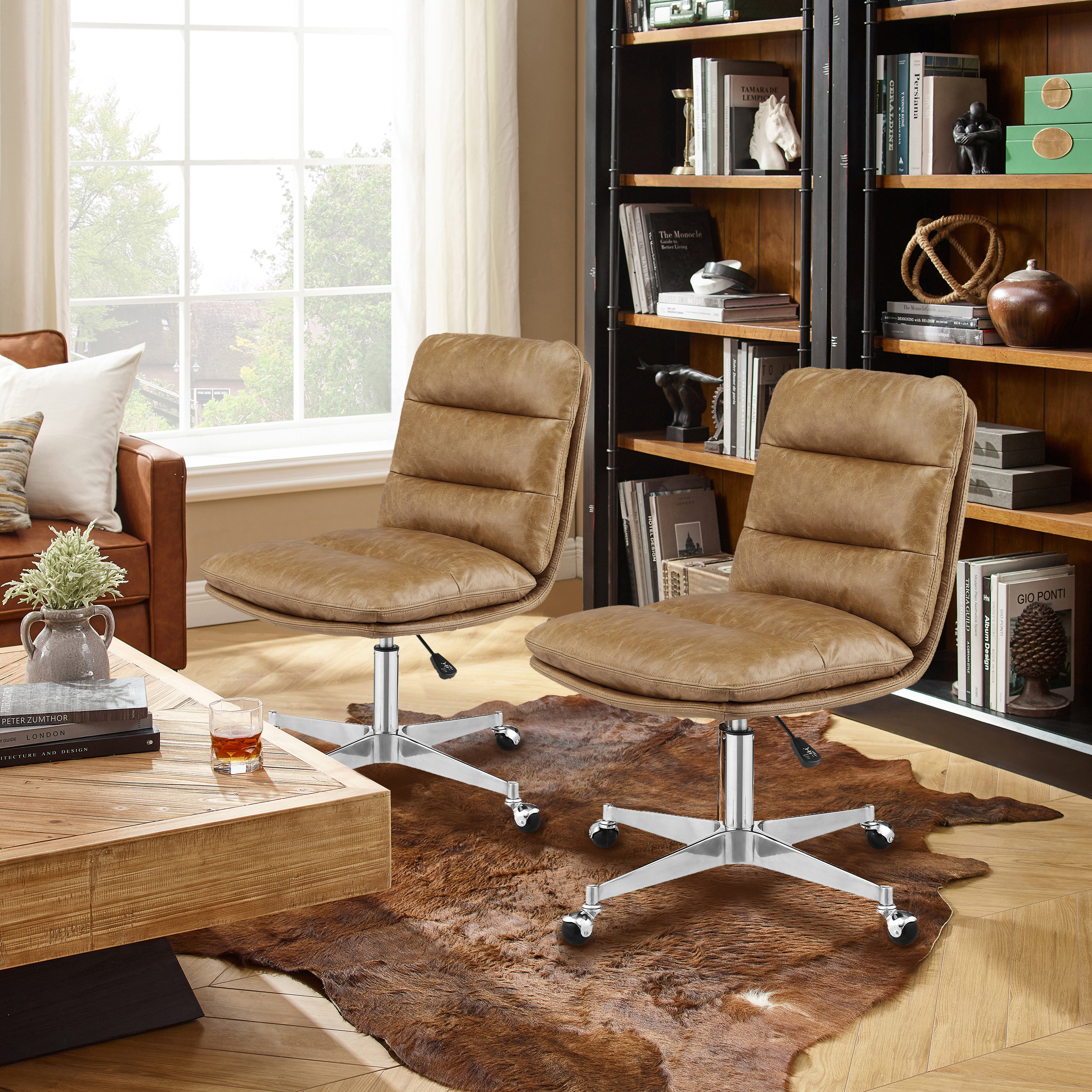 Cowhide deals swivel chair