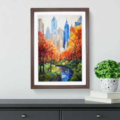 Central Park Geometric No.2 - Single Picture Frame Print on Wood