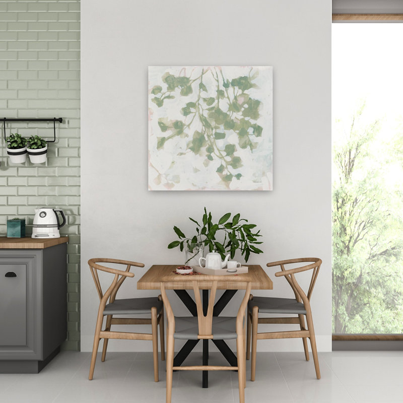 Art contemporain gris dansant avec ombres et branches, H 32 po x l 32 po