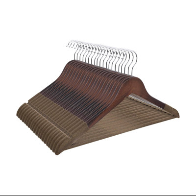 Cintres en bois, cintres de luxe en velours naturel et en velours antidérapants, 360 crochets rotatifs, paquet de 20, (brun)
