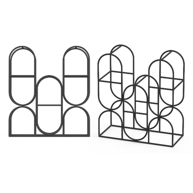 Alheli 8 Bottle Wine Rack | Durable Black Cast Iron Freestanding Tabletop Storage for Kitchen and Bar Counter