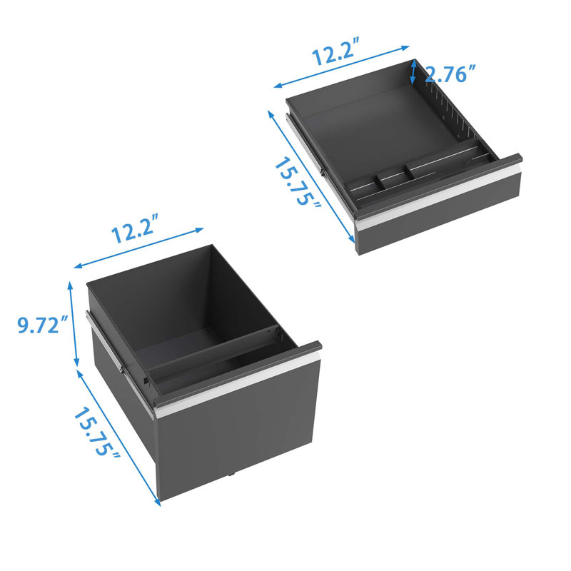 Mobile File Cabinet with Lock, Black