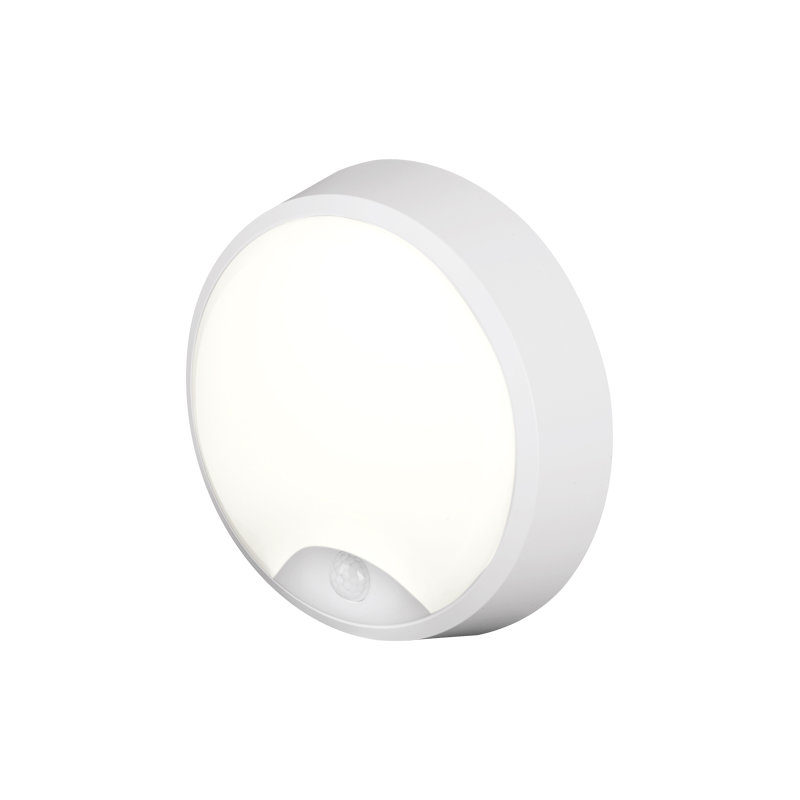 Pylus Outdoor Round Wall Light 1100lm Motion Sensor Bulkhead IP54 LED Integrated Exterior Light, White