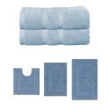Ensemble de serviettes de bain 2 pièces et tapis de bain 3 pièces Classy, ensemble de 5, turquoise
