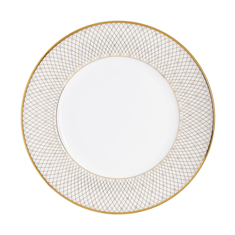 Handmade Bone China Salad/Dessert Plate, Gold