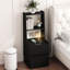 Table de chevet moderne noire avec station de charge, armoire de nuit et verrouillable pour le rangement intelligent de la chambre à coucher: chevet-1222498465