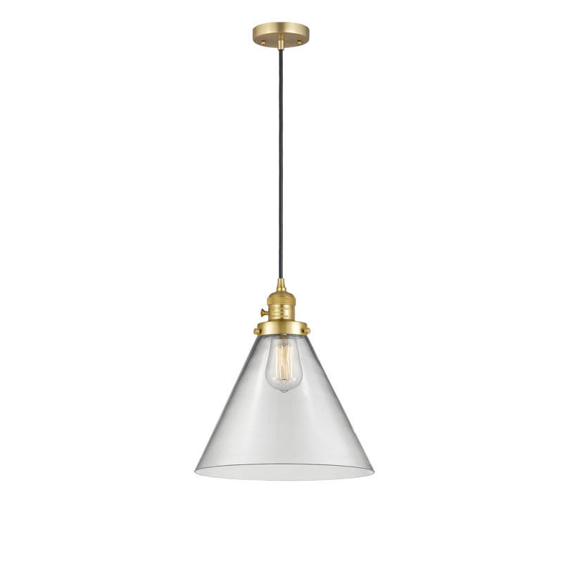 Luminaire suspendu en forme de globe à 1 lumière Anisley, Or satiné, H 14,13 po x l 12 po x P 12 po, Clair