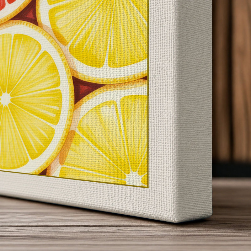 Citrus Abundance Modern - Wrapped Canvas, 36x24 - 91.4 x 61.0 cm, Cream Border