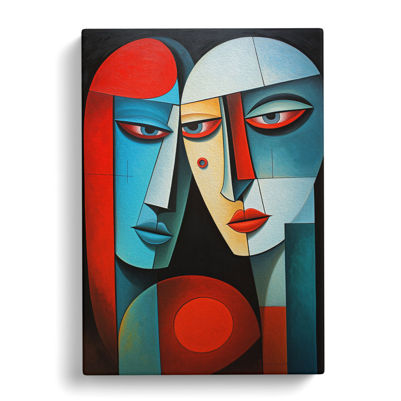 Two Men In Love Cubism - No Frame Print, 50cm H x 35cm W x 3cm D