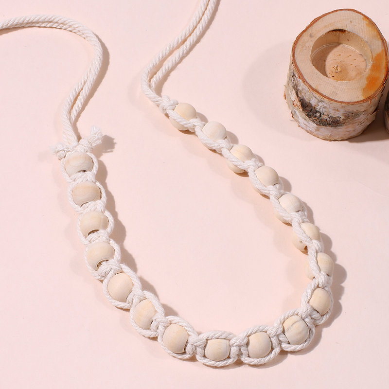 Solid Wood Bead 47.25'' Curtain Tieback