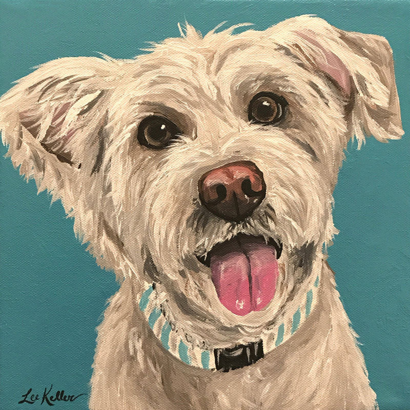 « george wheaton terrier », reproduction de peinture à l’acrylique sur toile tendue, H 32 po x l 32 po x P 1,5 po