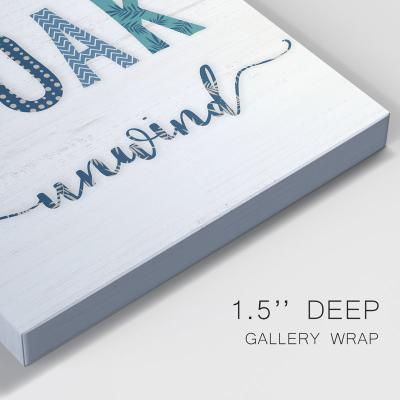 Relax Soak Unwind - Art textuel sur toile tendue, H 60 po x l 40 po x P 1 po
