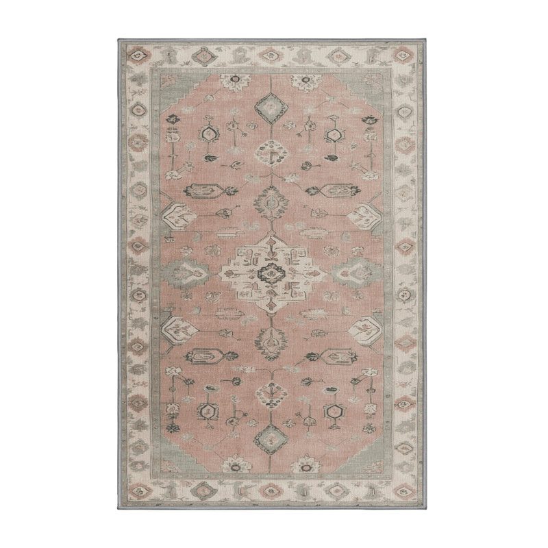 Tapis gris Afyon lavable à la machine, Rectangle 6 pi x 9 pi