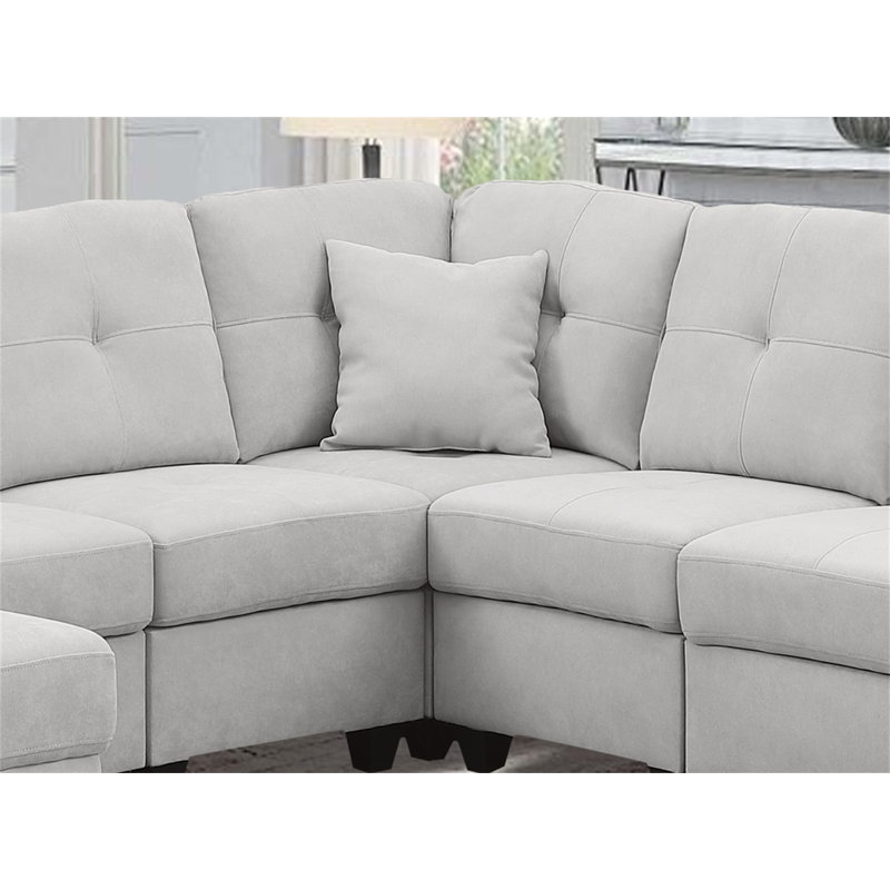 Sectional Sofa, Light Gray Velvet