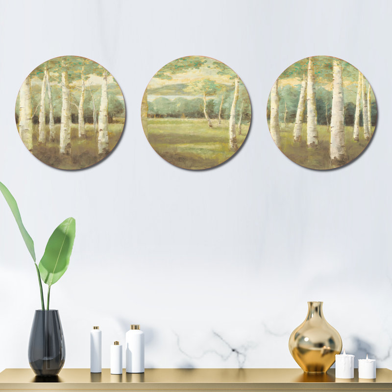 Ensemble de 3 décorations murales forêt neutre Aspens