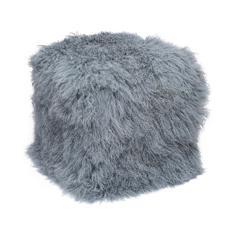 Tibetan Square Pouf, Ash Gray 