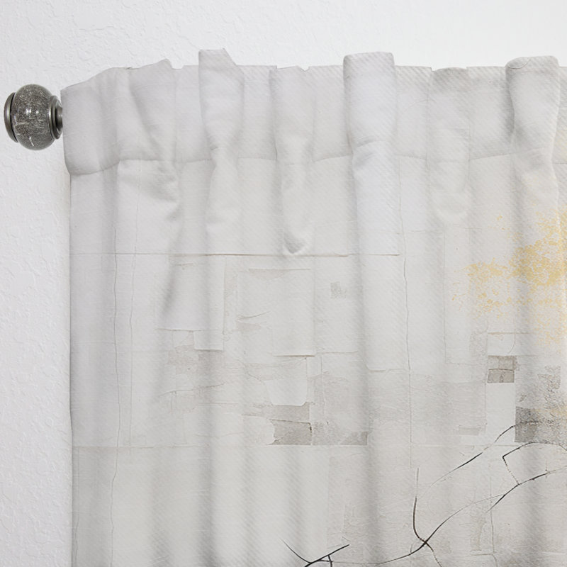 Bargale Geometric White And Grey Abstract Tile I - Tile Curtain - Velvet Room Darkening - 1 panel, 52" W x 108" L