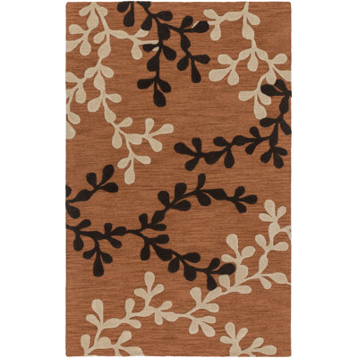 Tapis rouille/brun en laine touffeté à la main Coutu