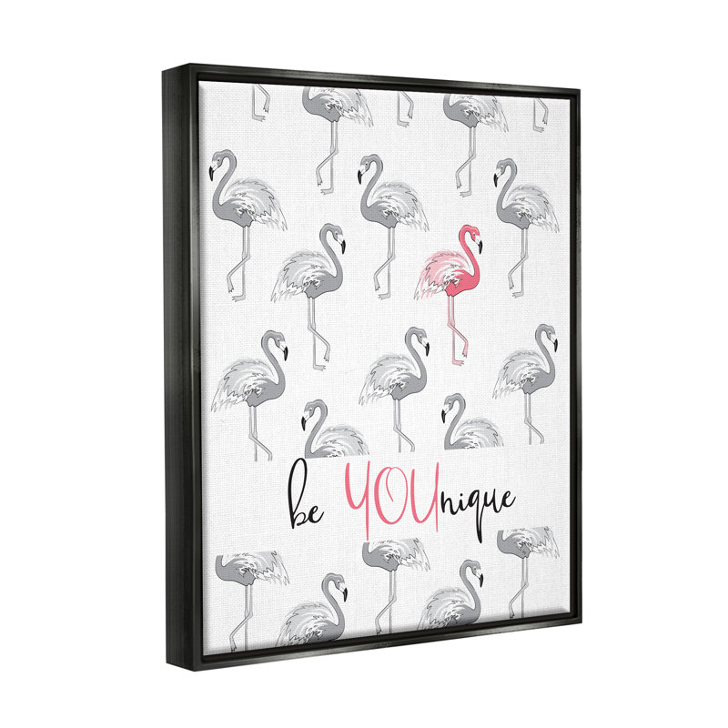 «Be Younique Pink Flamingo» par Martina Pavlova - impression, H 21 po x l 17 po x P 1,7 po, Cadre flottant noir de jais